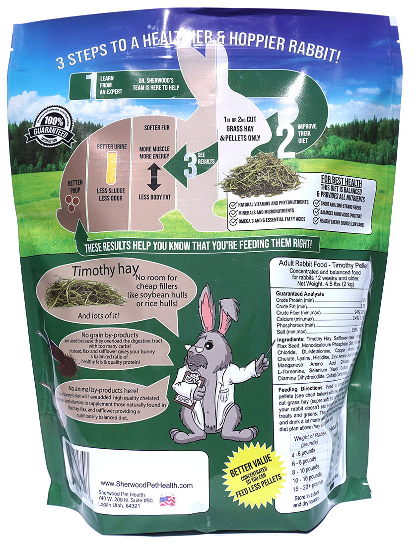 Sherwood - Adult Rabbit Food - Measured Timothy Pellet - 2kg